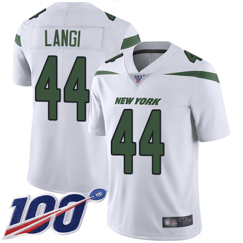 New York Jets Limited White Youth Harvey Langi Road Jersey NFL Football #44 100th Season Vapor Untouchable